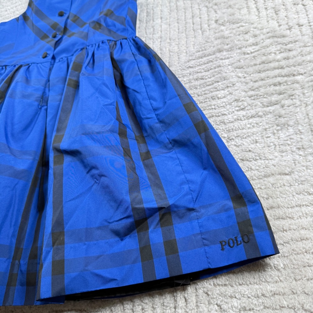 Polo Ralph Lauren Plaid Dress Girls 5 Blue Black Tartan Fit Flare Party Preppy - Picture 7 of 12